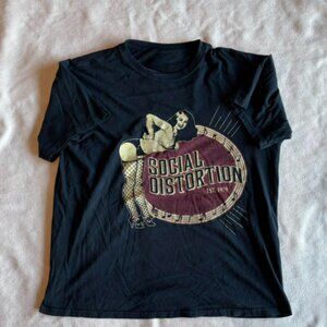 Vintage Social Distortion Pin-up Girl Graphic Black T-Shirt